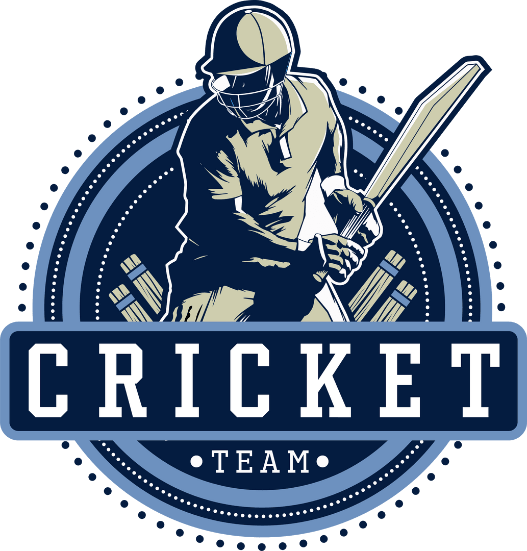 Cricket Batsman Swinging Bat Logo with Stumps Transparent Vector