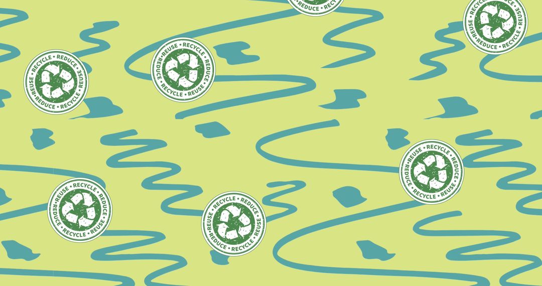 Recycling Symbols on Eco-Friendly Patterned Background