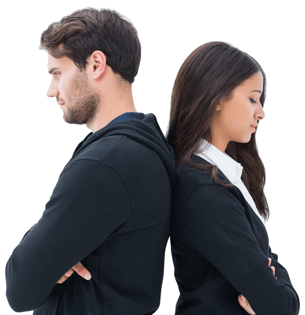 Transparent Disputing Couple Back to Back Emotion