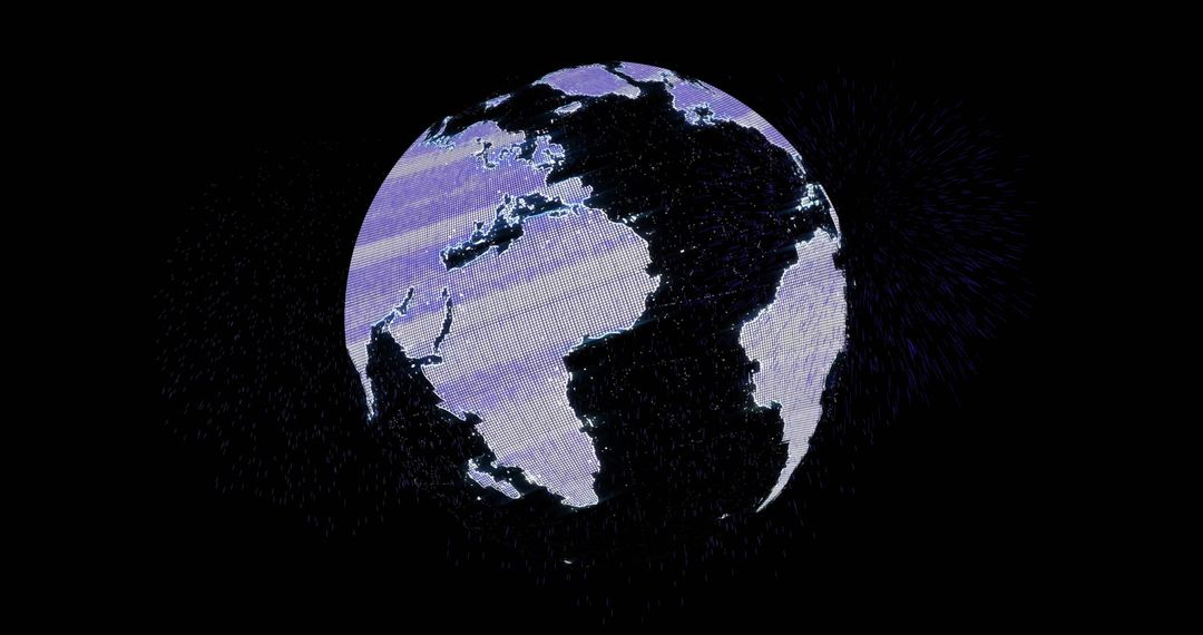 Digital Spinning Globe Illustration on Black Background