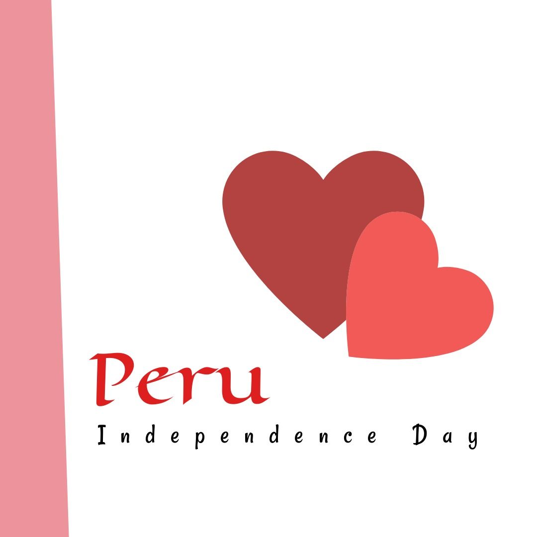 Peru Independence Day Celebration with Red Hearts on White Background - Download Free Stock Templates Pikwizard.com