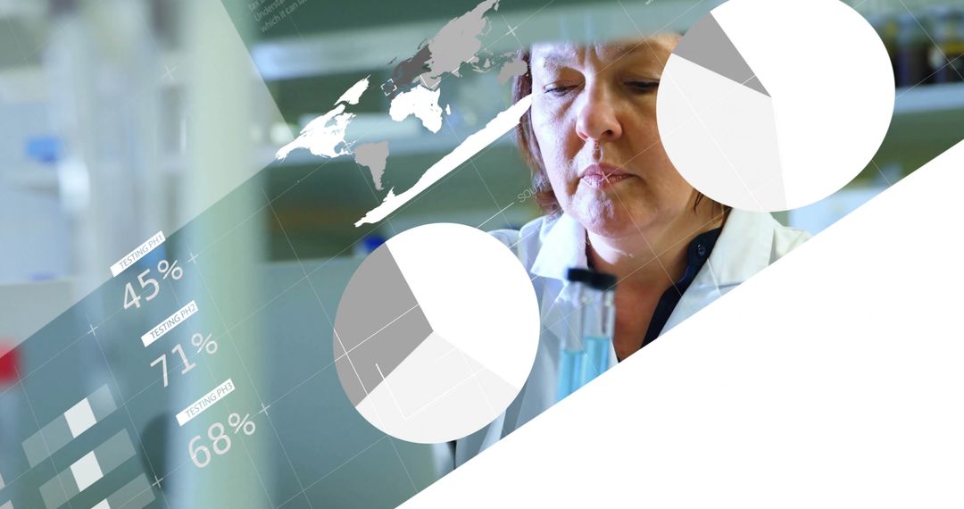 Caucasian Female Scientist Analyzing Data in Modern Laboratory Concept