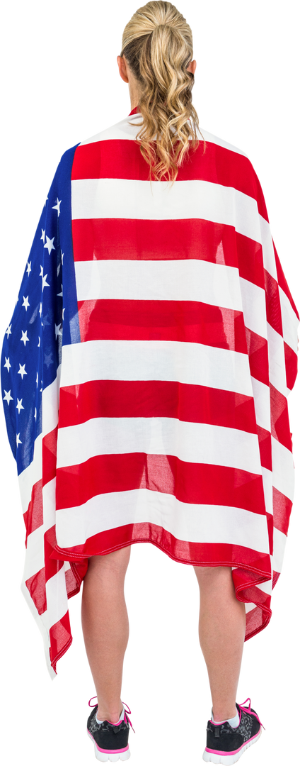 Transparent flag draped woman from back view - Download Free Stock Images Pikwizard.com