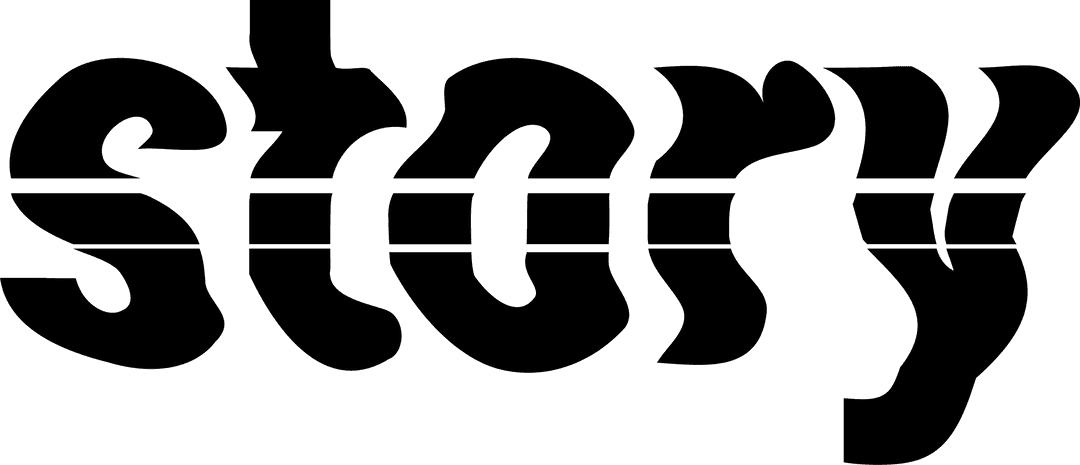 Bold Typography Design Featuring Word 'Story' with Sliced Segments