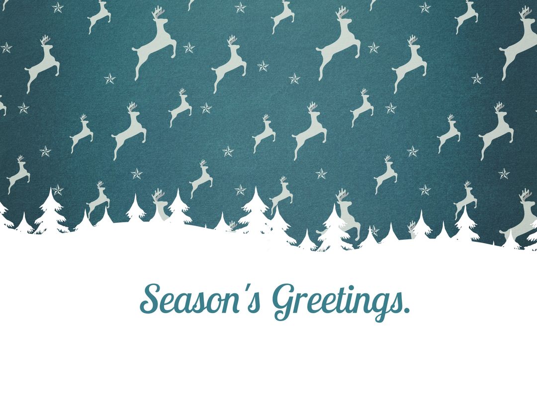 Festive Season's Greetings Card with Reindeer and Trees