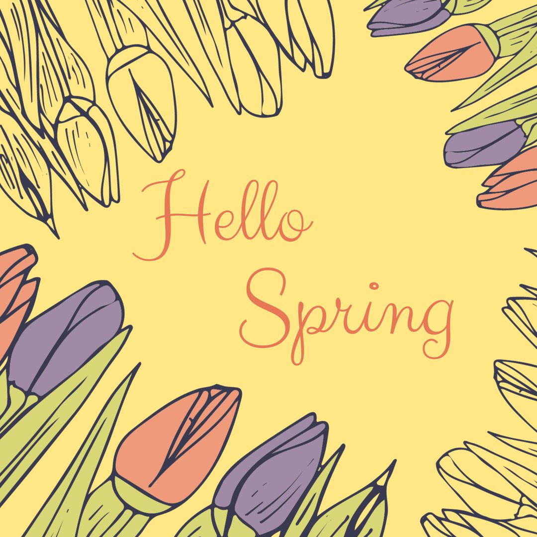 Hello Spring with Vibrant Tulips, Perfect for Seasonal Invitations