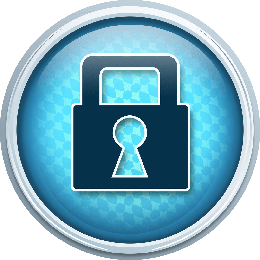 Transparent Security Padlock Sign Isolated on Modern Blue Button