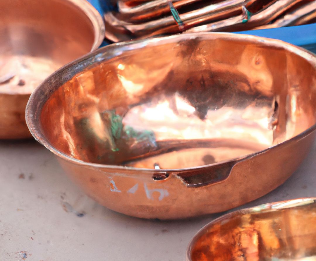 Close up of copper dishes using generative ai technology - Free Images, Stock Photos and Pictures on Pikwizard.com