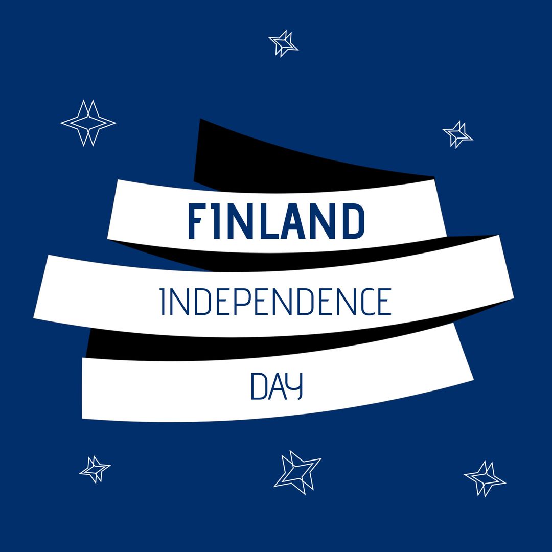 Finland Independence Day Banner with Stars on Blue Background
