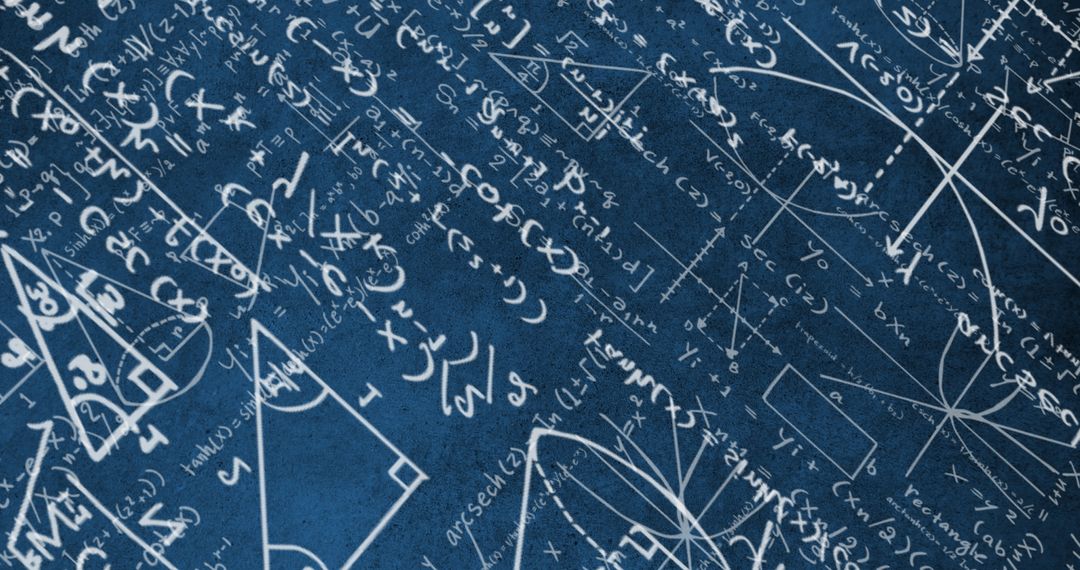 Handwritten Mathematical Formulas on Blue Surface