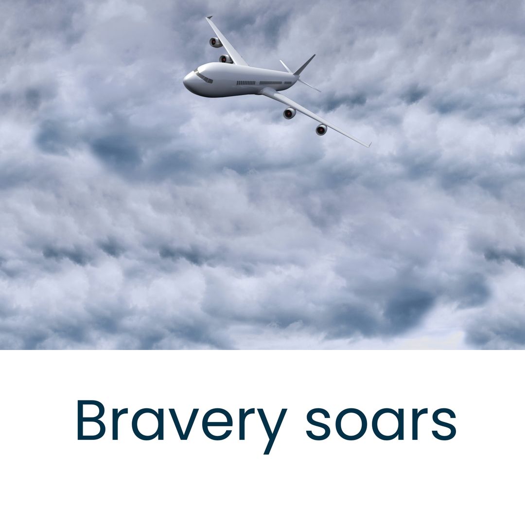 Commercial Airplane Flying Through Clouds