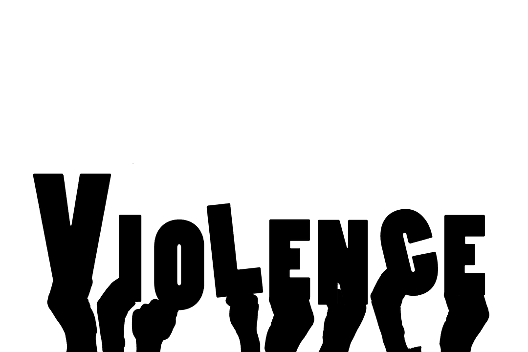 Hands Holding 'Violence' Text on Transparent Background Illustration