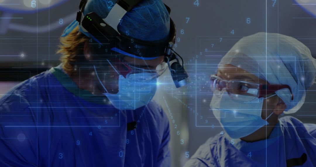Surgeons in Operating Room with High-Tech Digital Interface