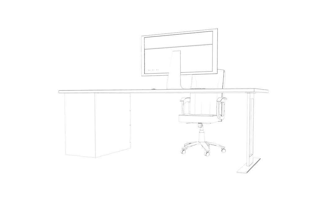 Minimalist Office Desk Setup with Transparent Effect