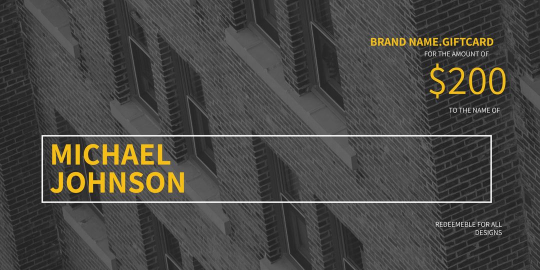 Modern Sophisticated Gift Card with Urban Brick Wall Design