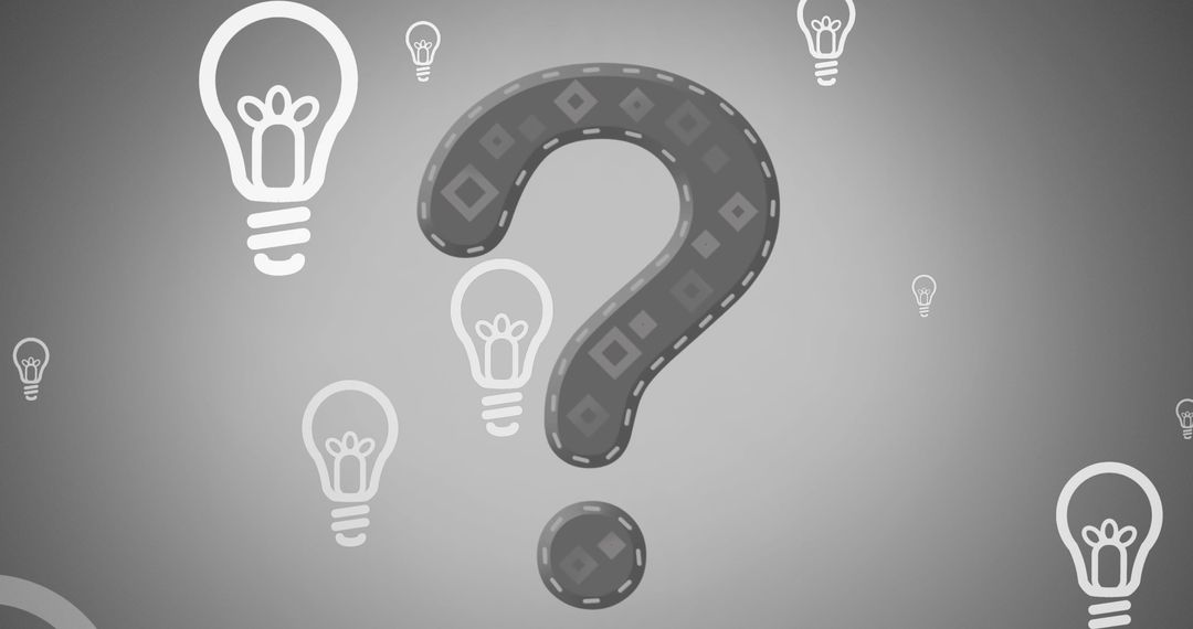 Innovative Thinking with Question Mark and Lightbulbs on Gray Background