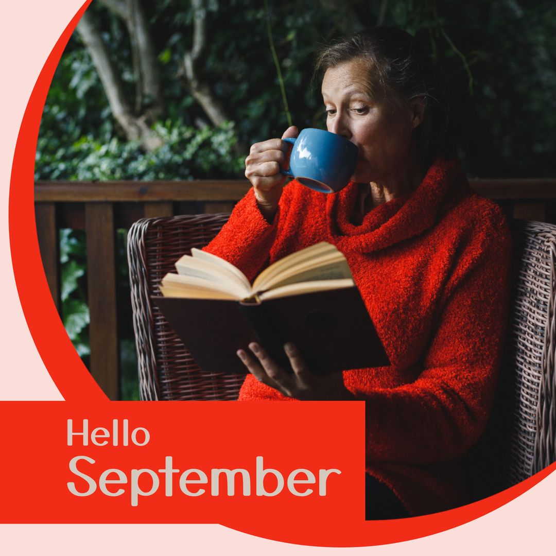 Woman Enjoying Cozy Autumn Reading with Coffee