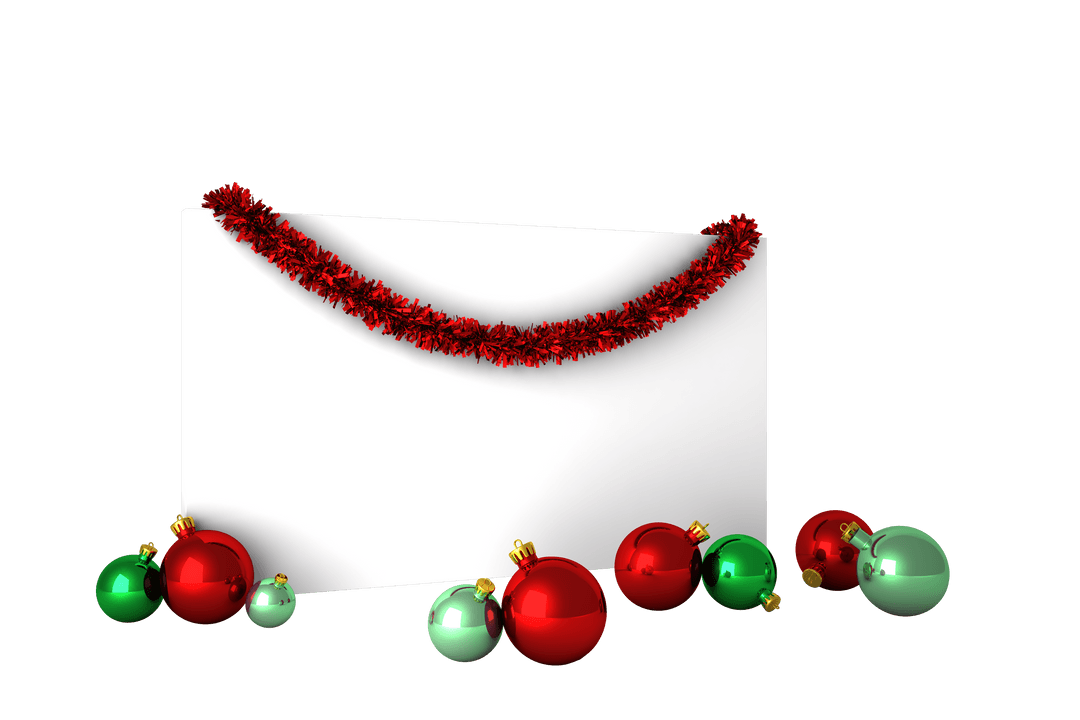 Transparent Holiday Banner with Festive Decor and Ornaments