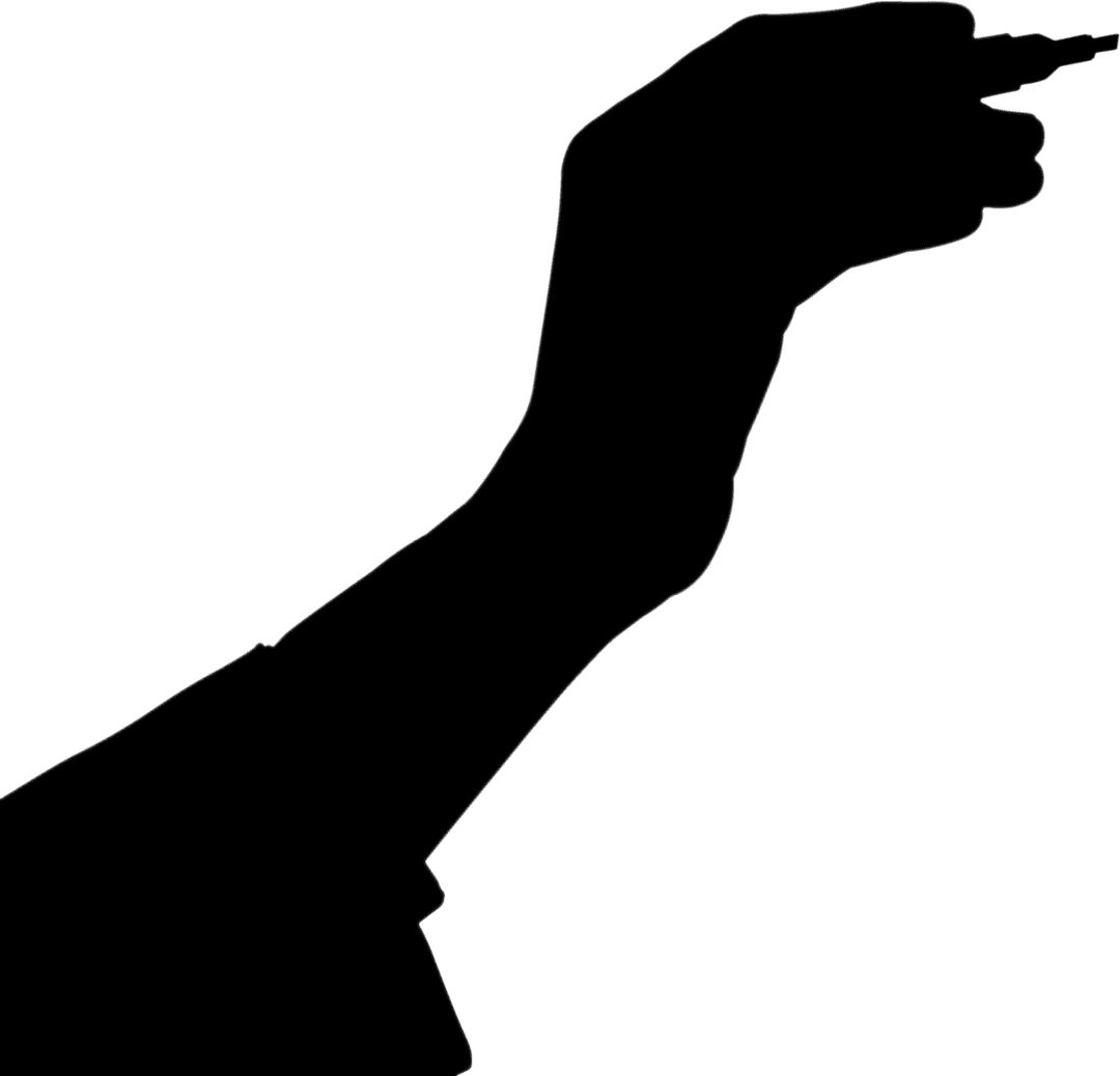 Silhouette of Hand Drawing with Marker on Transparent Background