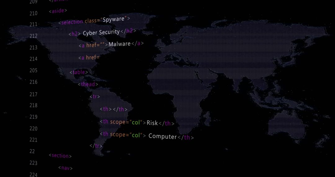 Digital World Concept with Code Overlay on Global Map