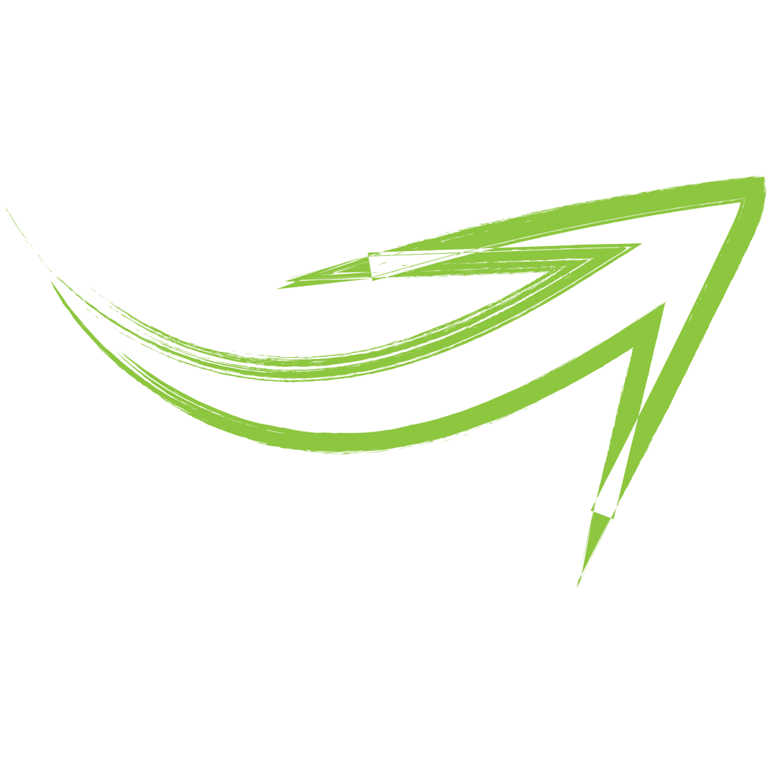Green Curved Arrow Vector on Transparent Background
