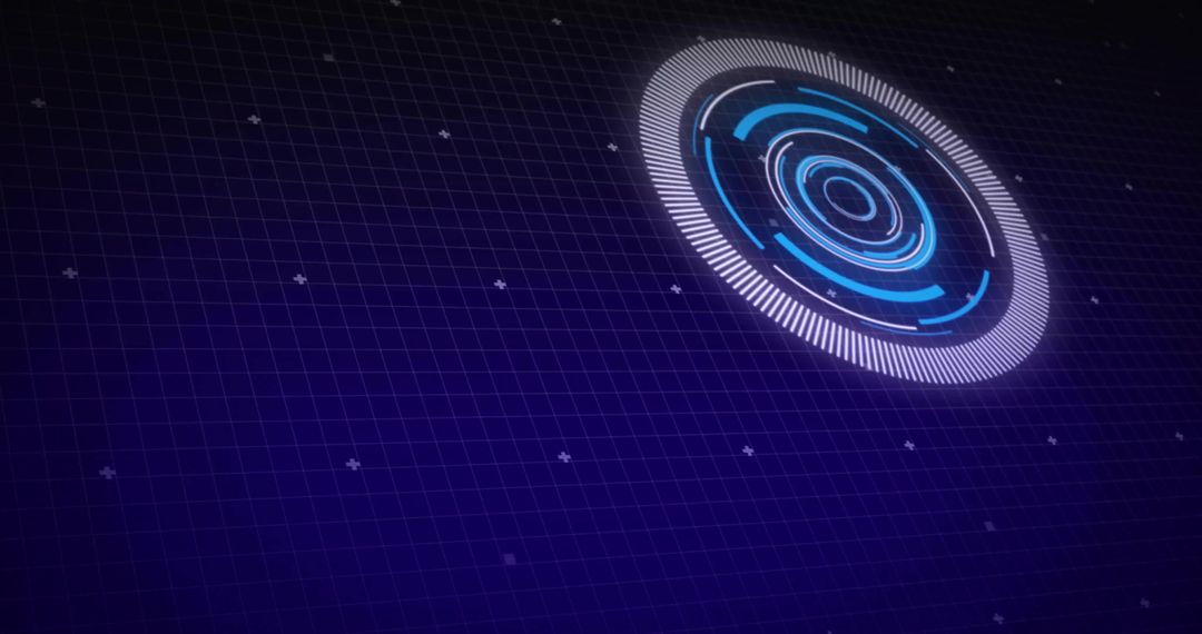 Futuristic Holographic Interface on Digital Grid Background