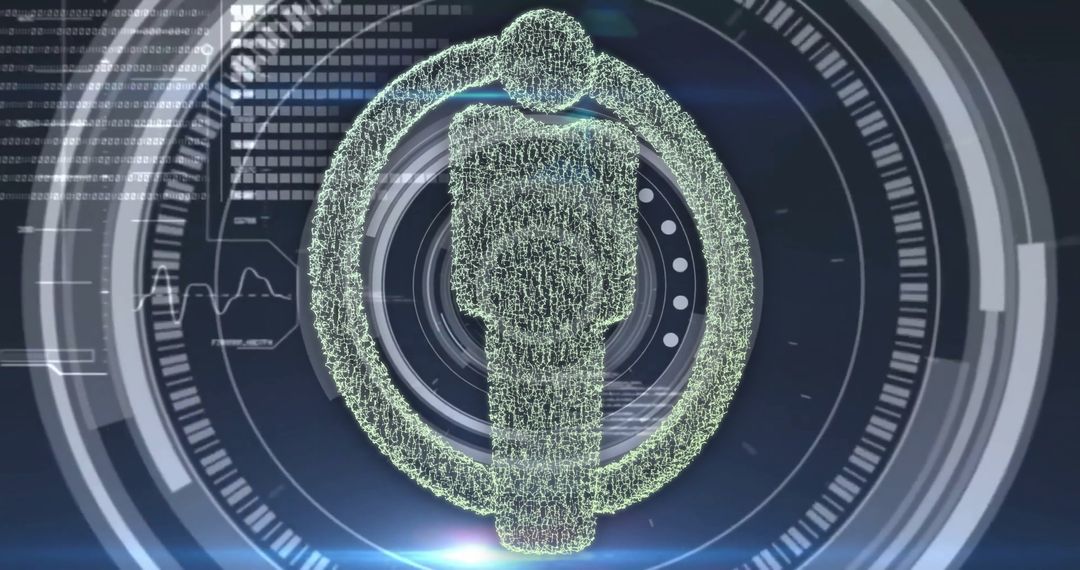 Futuristic Digital Human with Data Interface Display