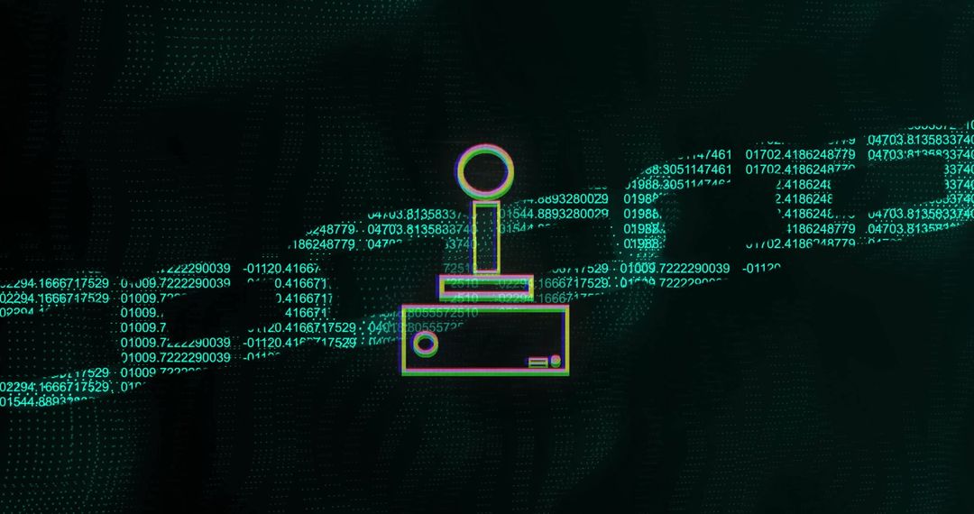 Gamepad icon with data chain symbolizing digital technology interface