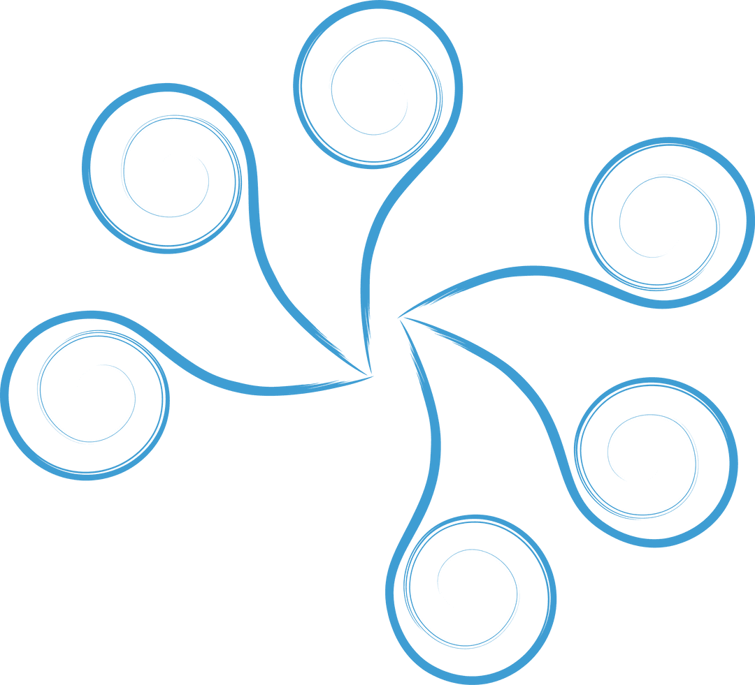 Blue Spiral Decorative Design on Transparent Background