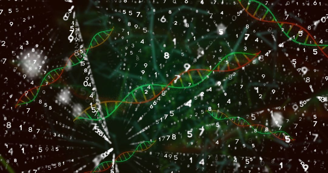 Visualizing Genetic Technology Concept with DNA Helices and Digital Data Streams