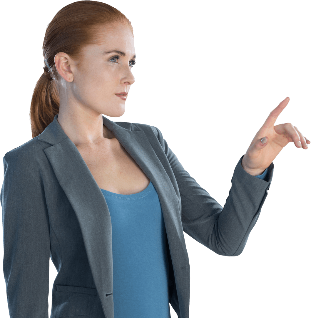 Confident Businesswoman Using Transparent Digital Interface