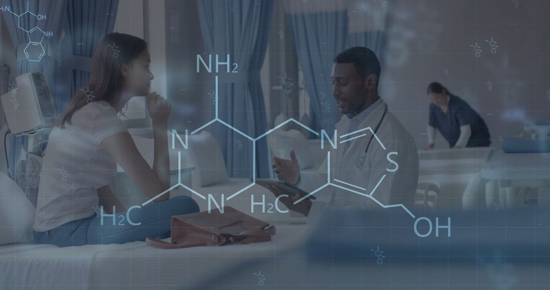 Diverse Doctor and Patient with Scientific Data Visualization