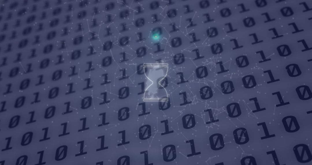 Hourglass and Binary Code in Digital Interface Concept
