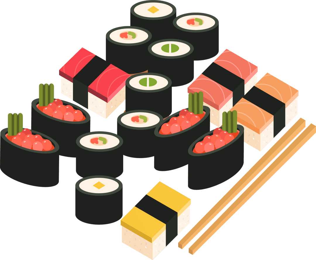 Transparent Assorted Sushi Platter with Chopsticks