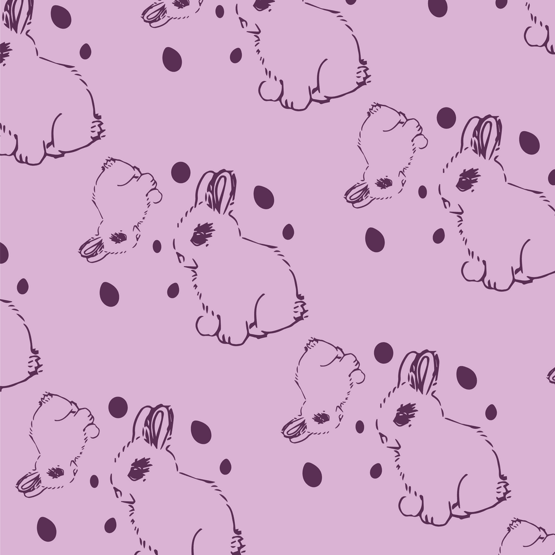 Elegant Rabbit Pattern on Transparent Purple Background