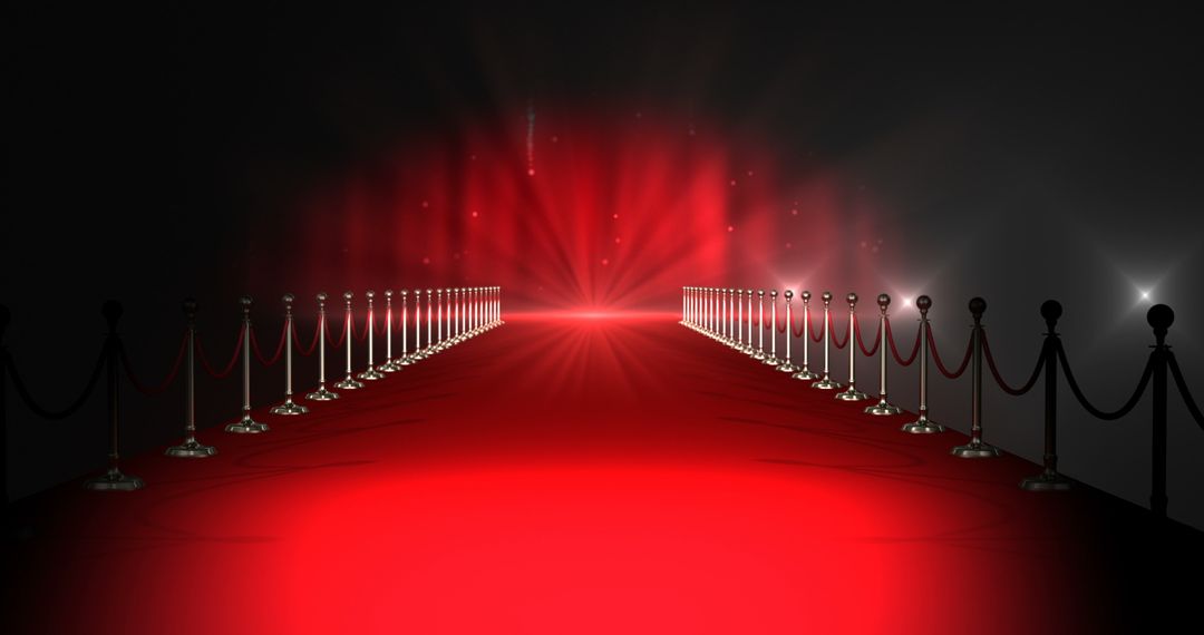 Illuminated Red Carpet with Spotlights in Stunning Era Glamour Scene - Free Images, Stock Photos and Pictures on Pikwizard.com