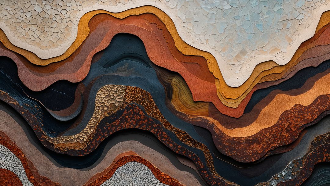Layered Abstract Strata with Earthy Tones on Canvas