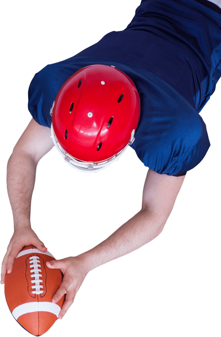 Transparent View of American Football Player Scoring Touchdown