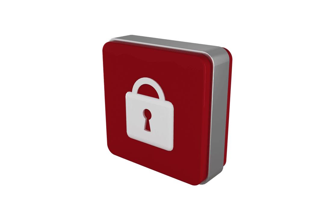 Transparent Cube with Padlock Symbol on Clear Background
