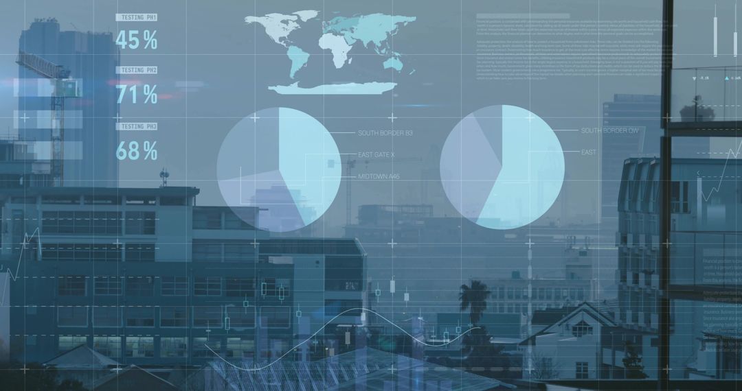 Futuristic Data Analytics Overlayed on City Skyline