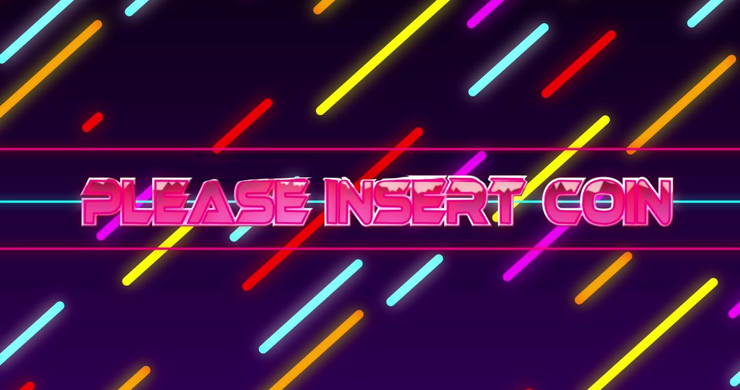 Retro Arcade 'Please Insert Coin' Neon Graphics