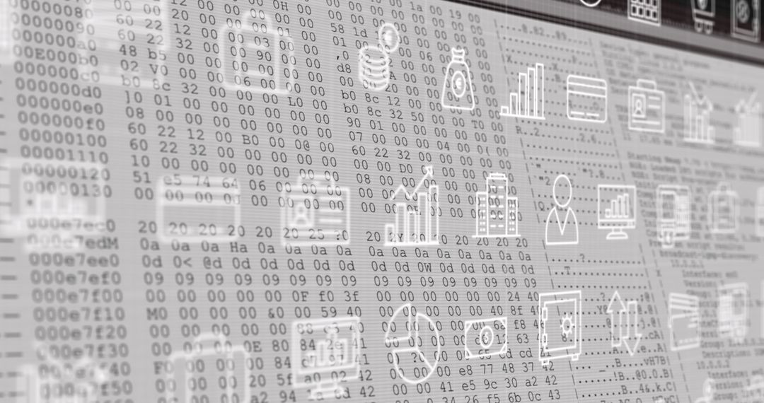 Digital Interface with Moving Icons in Data Processing