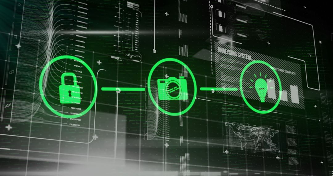 Digital Icons with Cybersecurity and Technology Themes