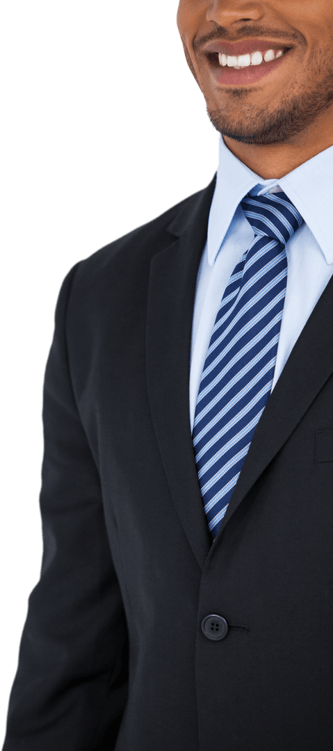 Transparent Smiling Businessman in Formal Suit