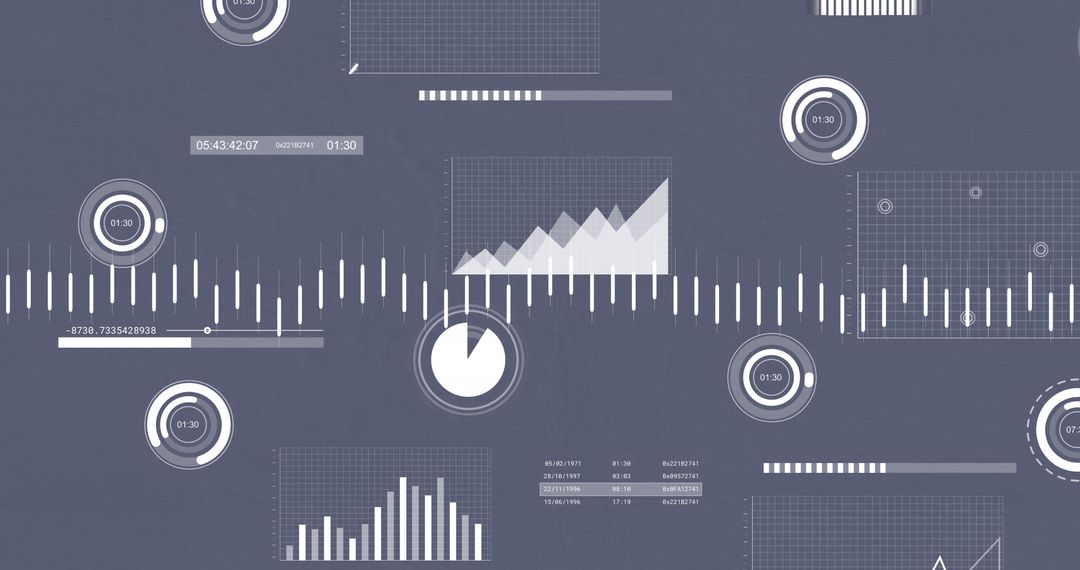 Digital Interface with Data Processing on Grey Background