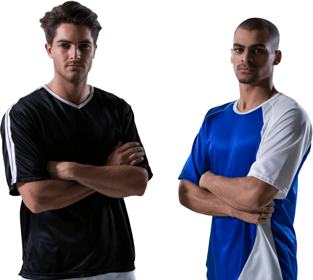 Rival Football Players Standing Arm Crossed Transparent Background