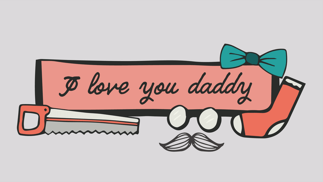 Transparent Father's Day Card with Tools and Mustache
