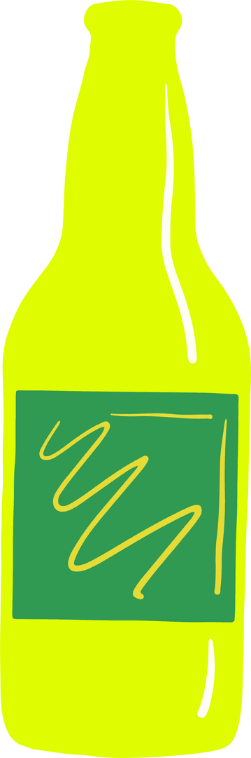 Transparent Yellow Green Bottle with Dark Green Label Design