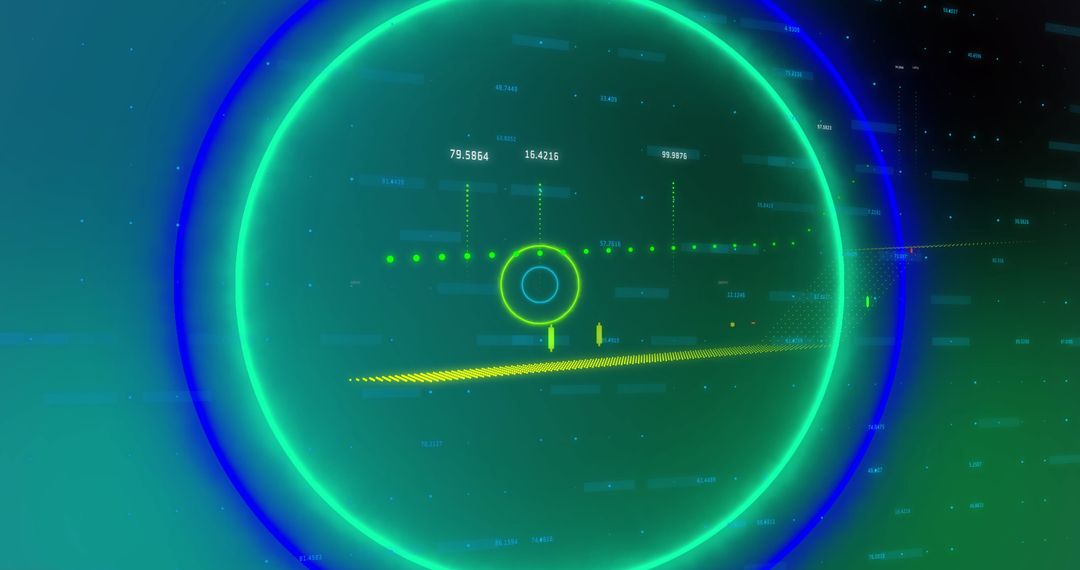 Futuristic Neon Circles with Financial Data Overlay