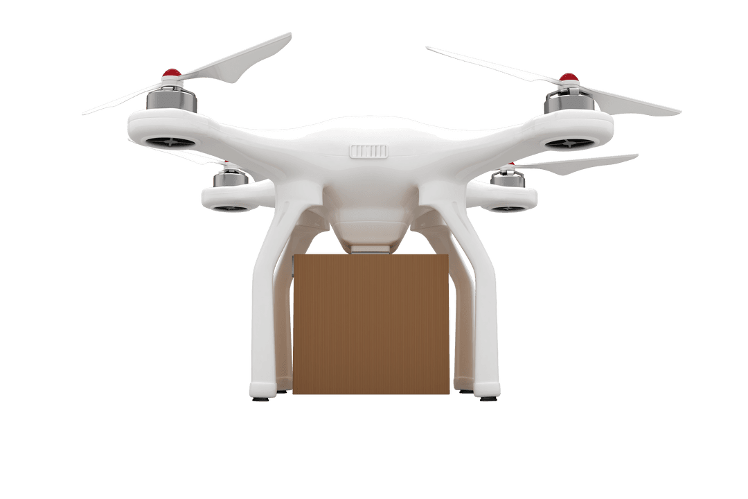 Transparent Flying Drone Delivering Package